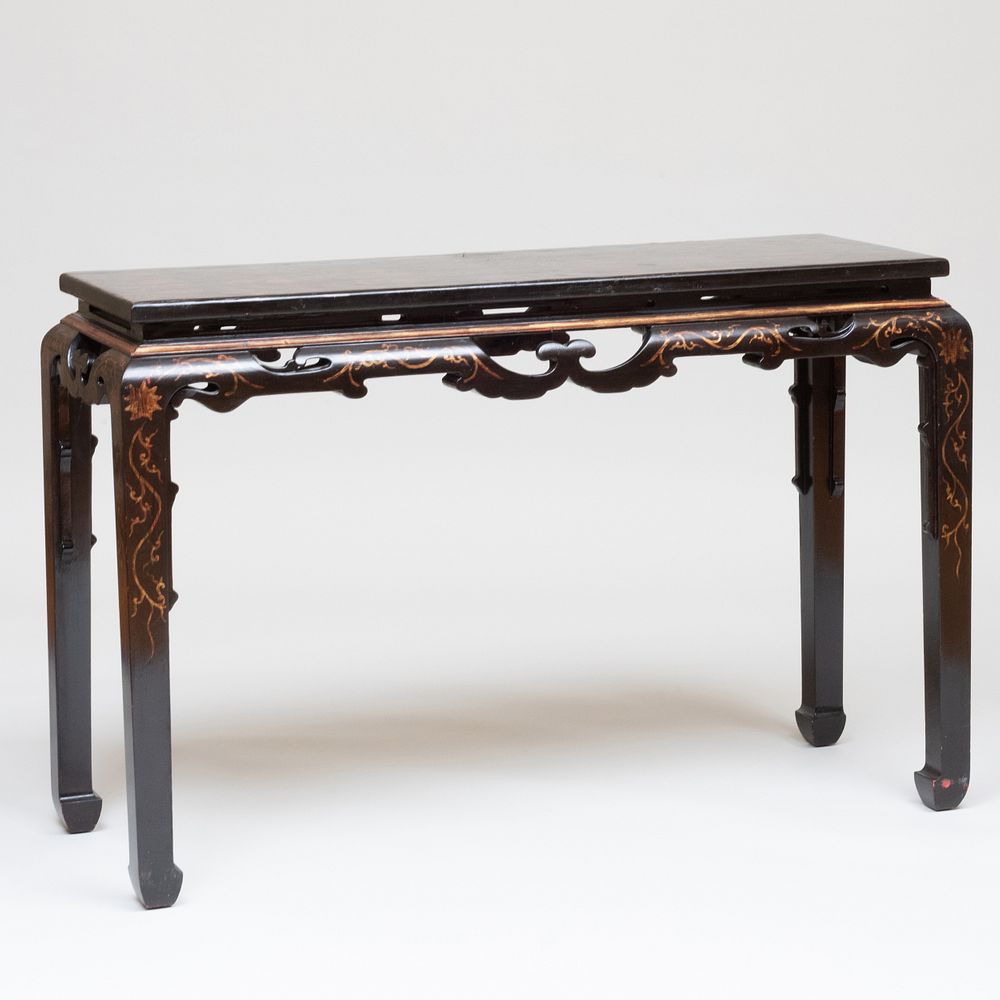 Appraisal: Chinese Style Black Lacquer and Parcel-Gilt Altar Table x ft