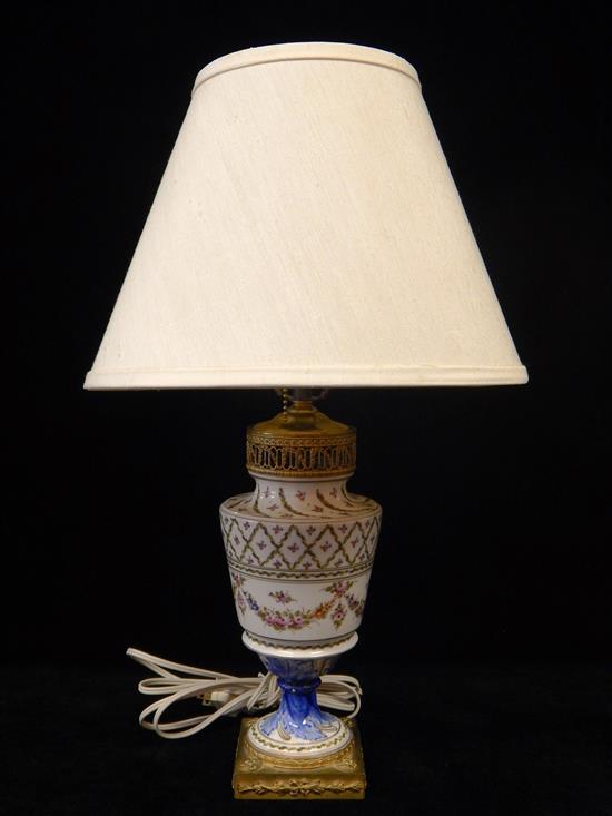 Appraisal: th C porcelain table lamp electrified urn form baluster decorated