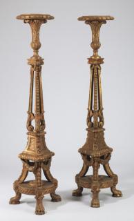 Appraisal: th c French gilt wood pedestals h Pair of late