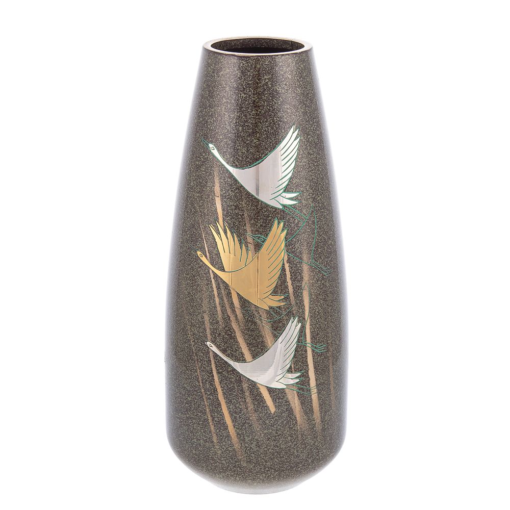 Appraisal: Mid Century Modern Mixed Metal Vase Enameled bronze vase with