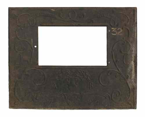 Appraisal: Cast iron stove plate inscribed D Pennebacker x Provenance A