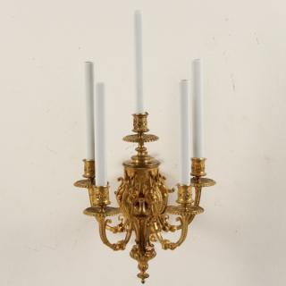 Appraisal: TH C FRENCH LIGHT WALL SCONCE FRENCH ORMOLU BRONZE MOUNTED