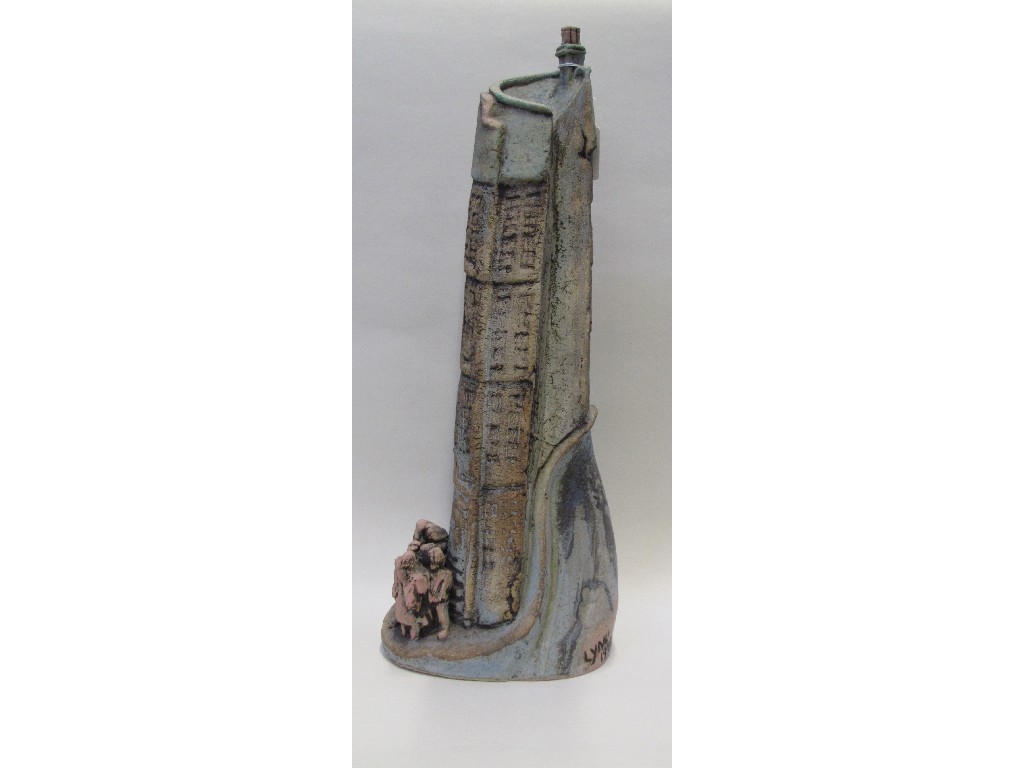 Appraisal: Ceramic table lamp by Lynn titled 'After the pub' and