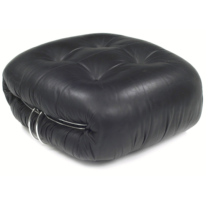 Appraisal: Tobia Scarpa Soriana ottoman by Cassina original black leather with