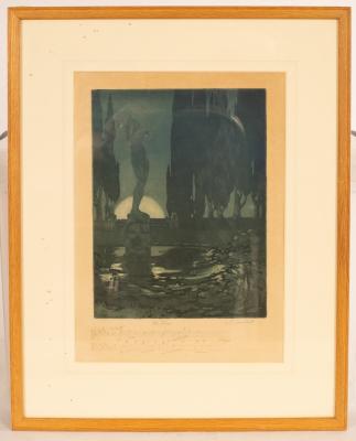 Appraisal: Stella Langdale - Nocturne aquatint with musical score By Chopin