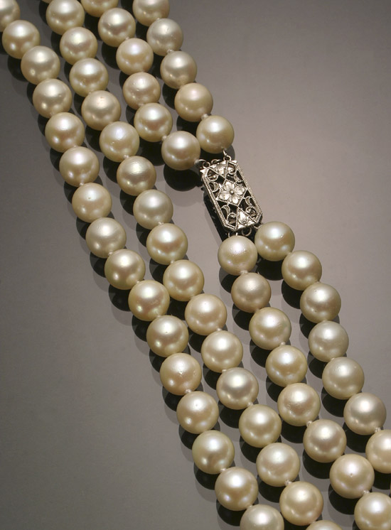 Appraisal: Choker Length Cultured Pearl Necklace Knotted The double strand having