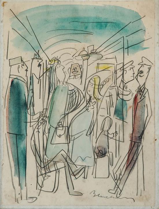 Appraisal: Ludwig Bemelmans American - New York Subway Signed Bemelmans l