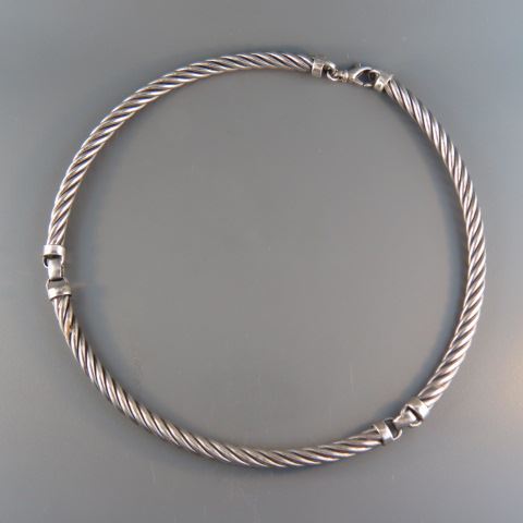 Appraisal: Sterling Silver Necklace Italian rope design chocker style grams