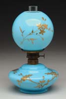 Appraisal: SCARCE BLUE CASED MINI LAMP S - Blue cased glass