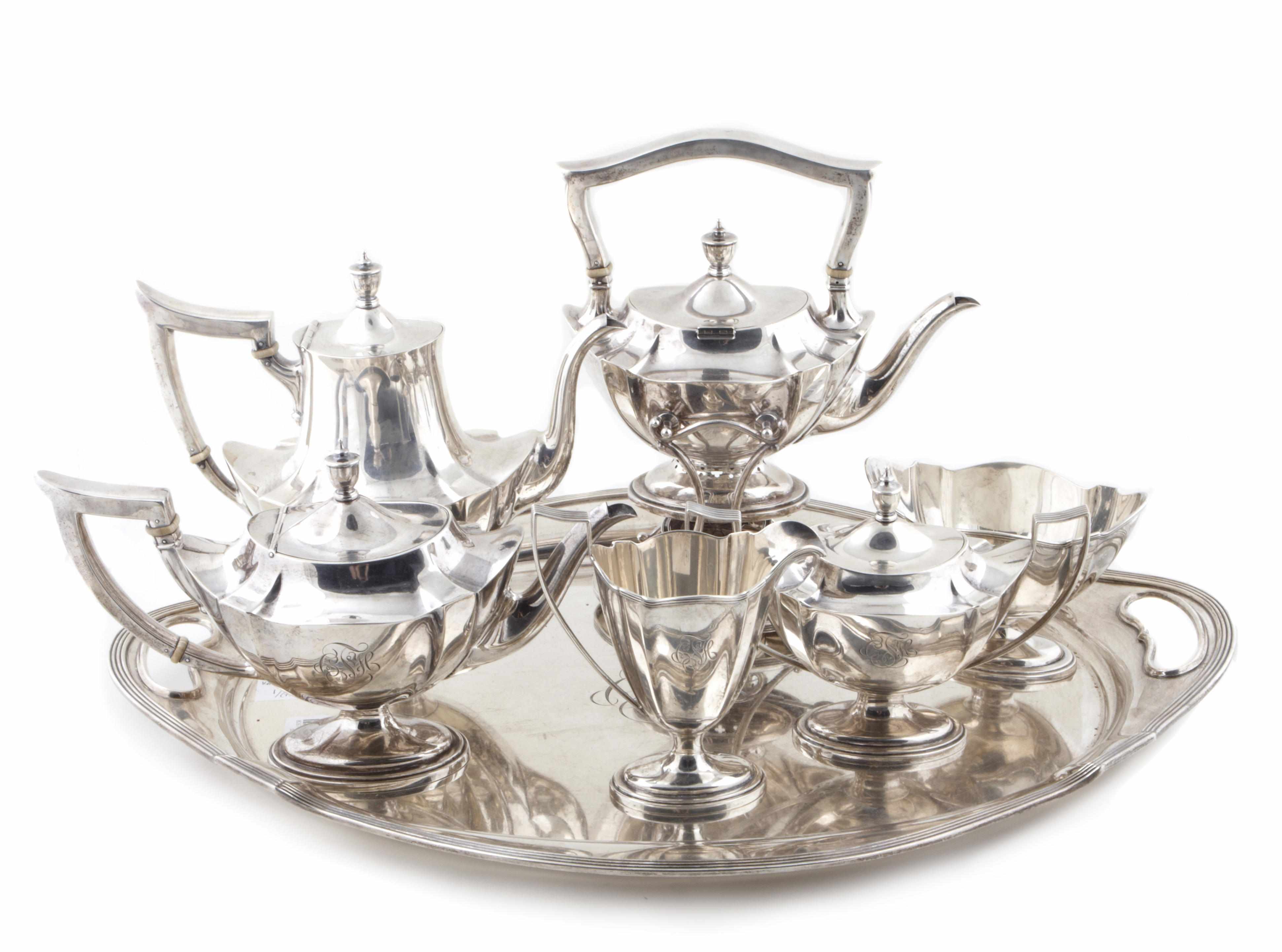 Appraisal: A sterling six piece tea and coffee set with matching