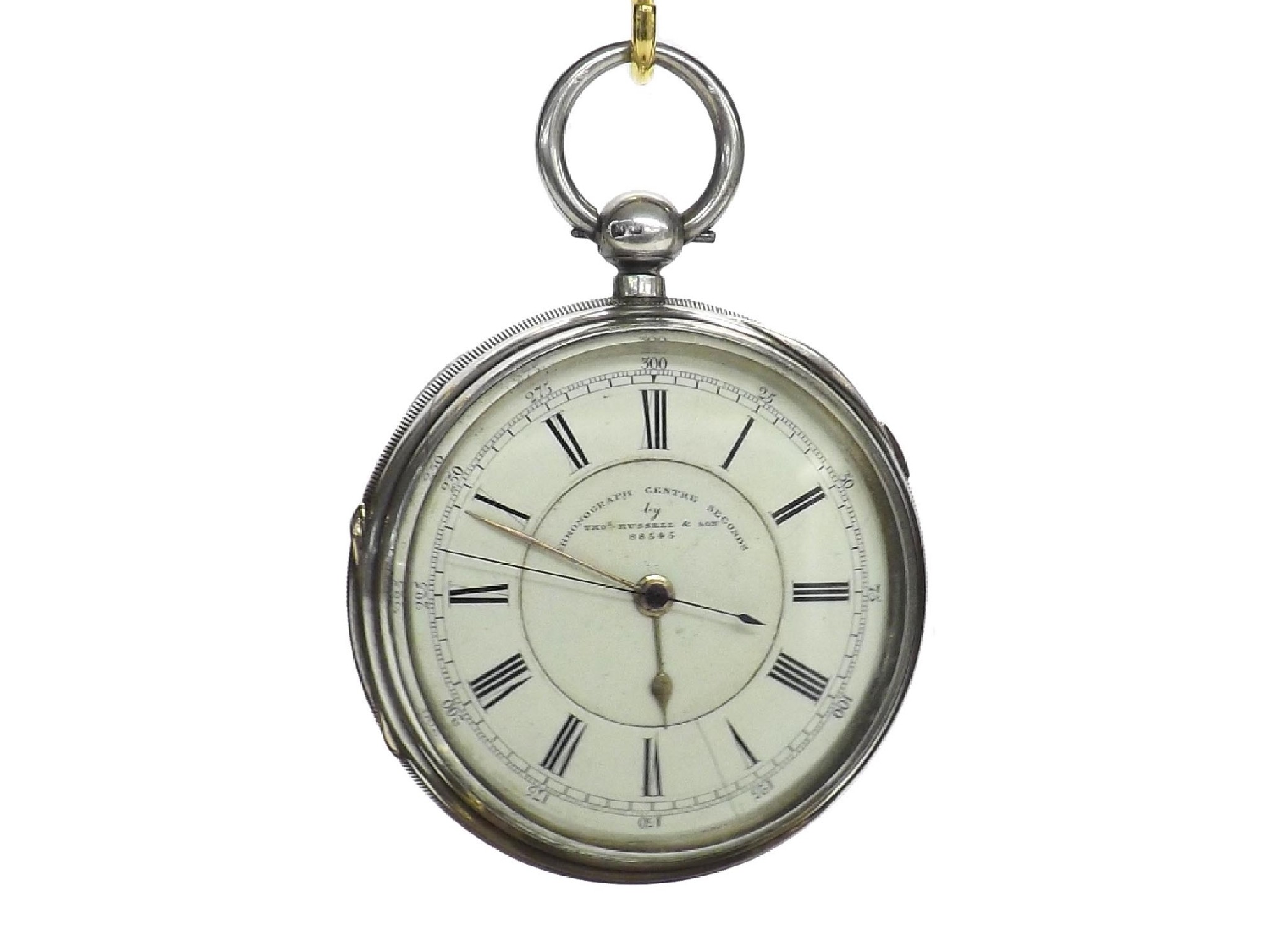 Appraisal: Thos Russell Son fusee lever centre second chronograph pocket watch