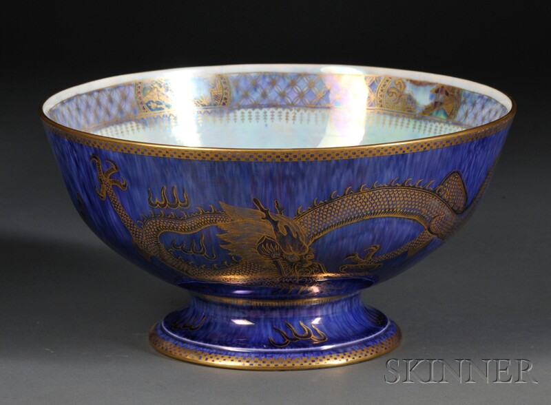 Appraisal: Wedgwood Dragon Lustre Punch Bowl England c colored and gilded