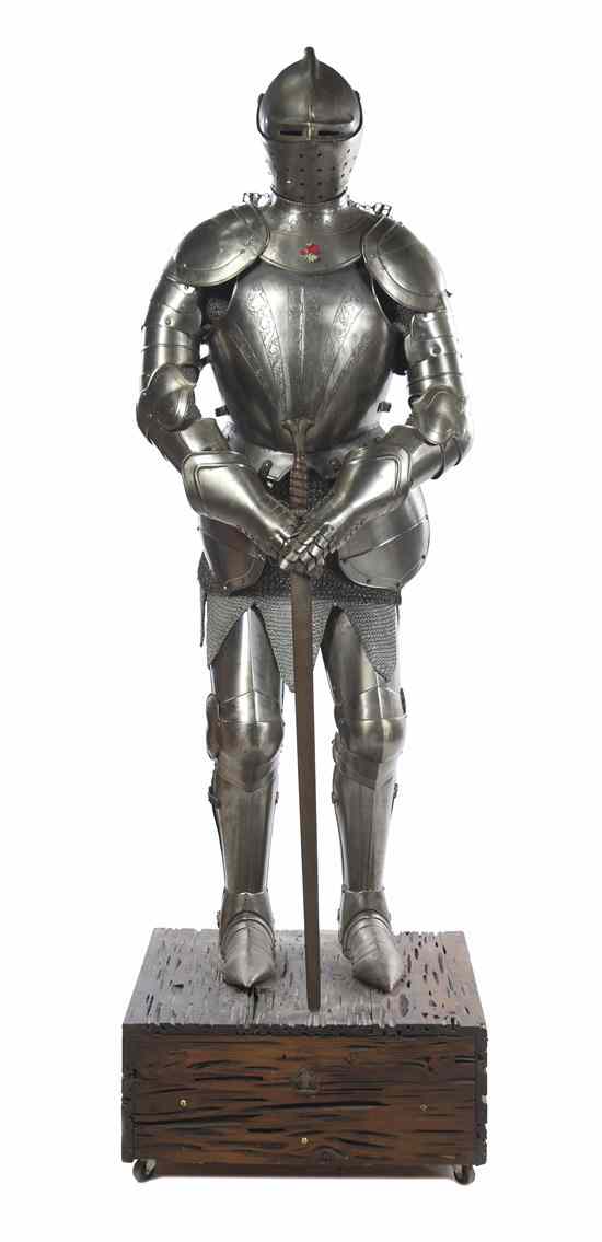 Appraisal: A Continental Full Suit of Armor having engraved decoration to