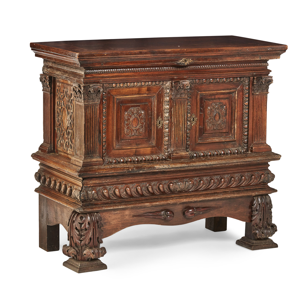 Appraisal: RENAISSANCE WALNUT CARVED CUPBOARD TH CENTURY WITH TH CENTURY ELEMENTS