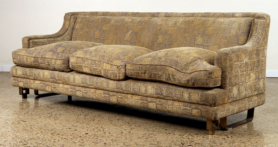 Appraisal: THREE SECTION UPHOLSTERED SOFA CIRCA A three section upholstered sofa