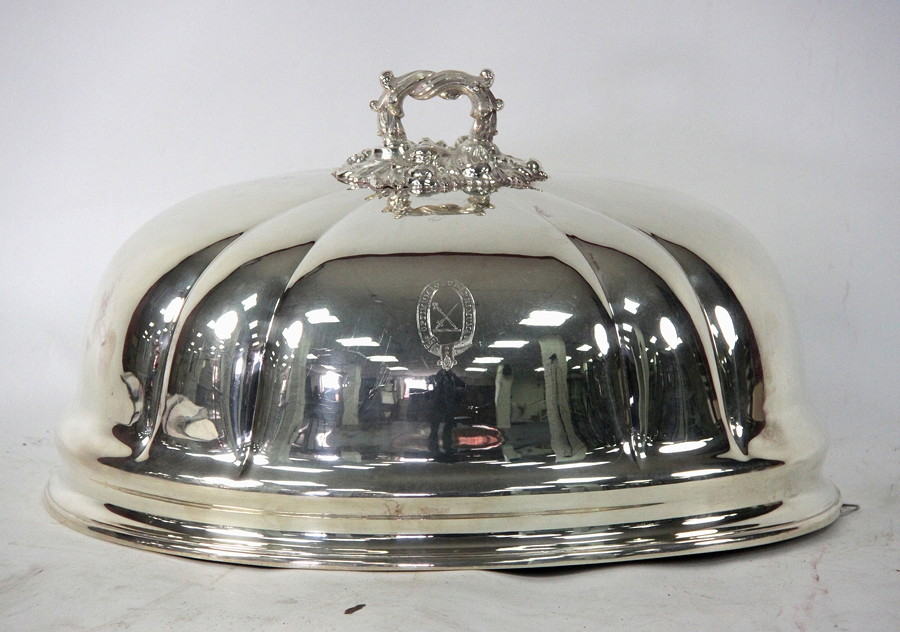 Appraisal: A large silver plated dish cover of oval form with