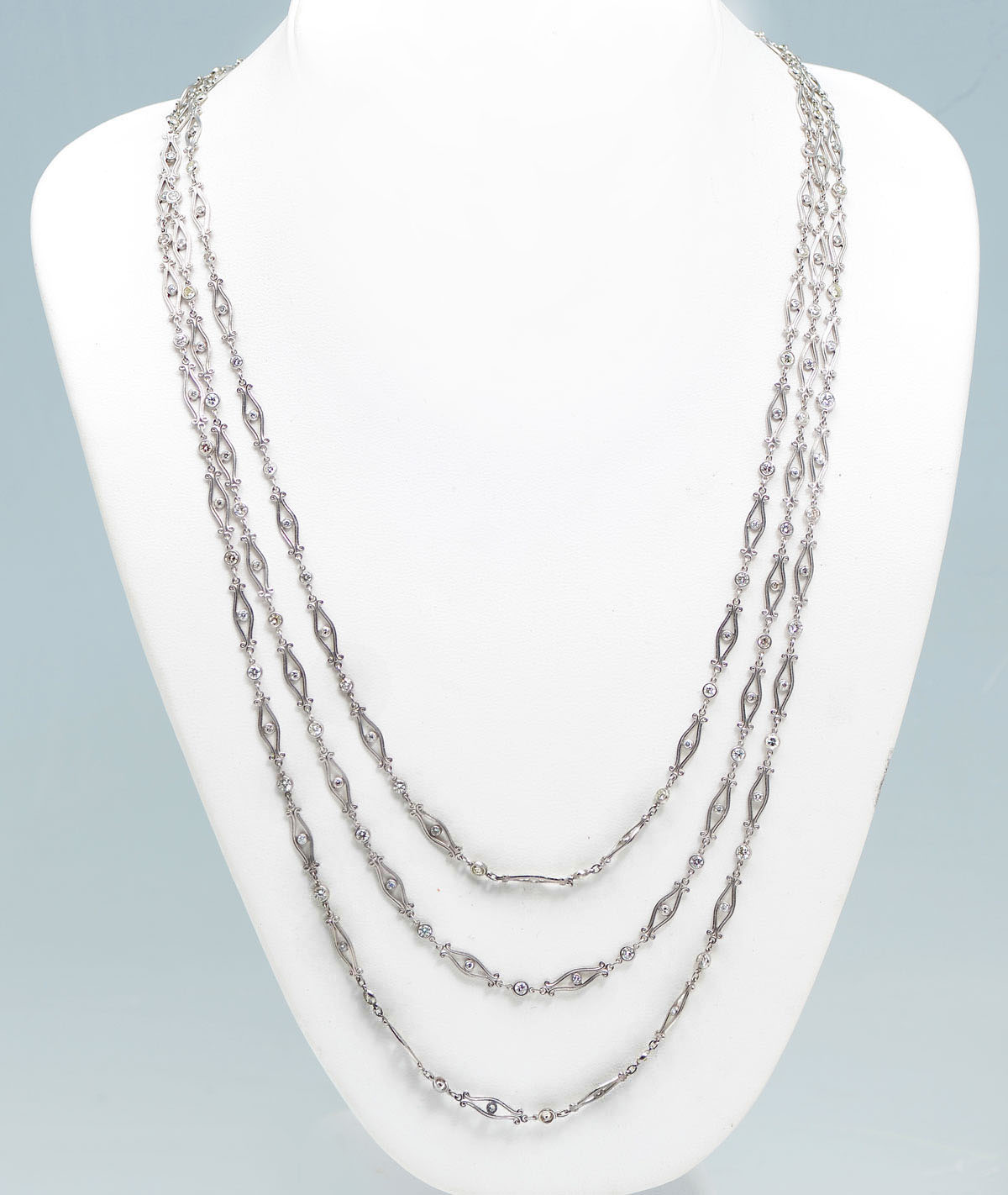 Appraisal: '' PLATINUM CTW DIAMOND ART DECO CHAIN Handmade '' platinum