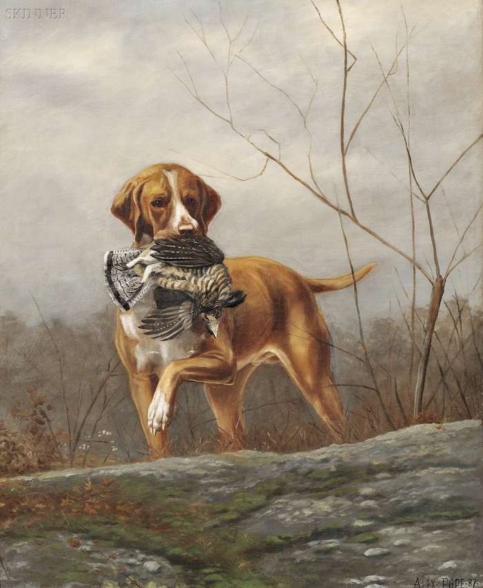 Appraisal: Alexander Pope American - Hunting Dog with a Grouse Signed