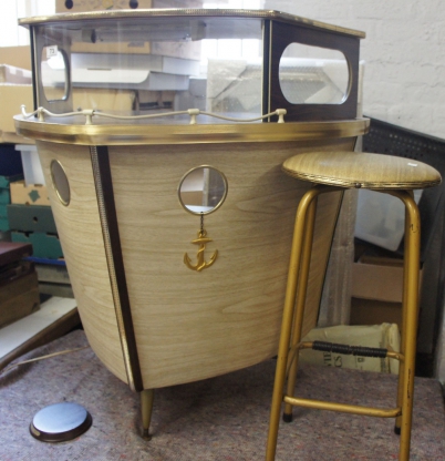 Appraisal: 's Boat shaped bar and stool