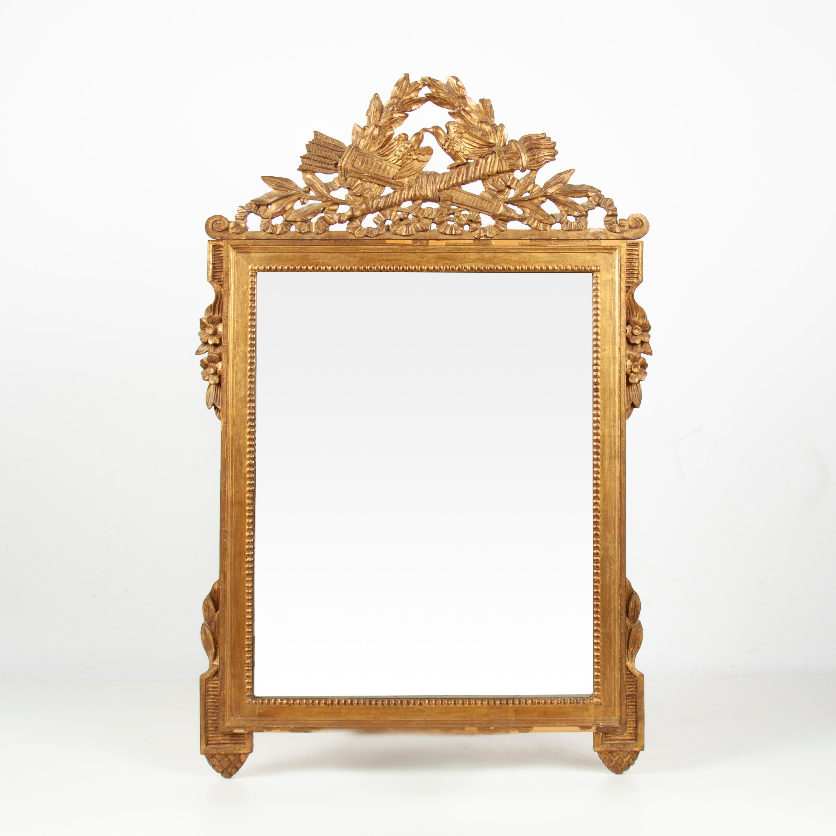 Appraisal: ITALIAN LOUIS XVI STYLE HAND-CARVED AND GILT MIRROR A Louis