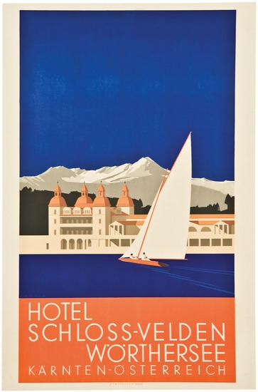 Appraisal: WAGULA HansHOTEL SCHLOSS-VELDEN lithograph in colors printed by Senefelder Graz