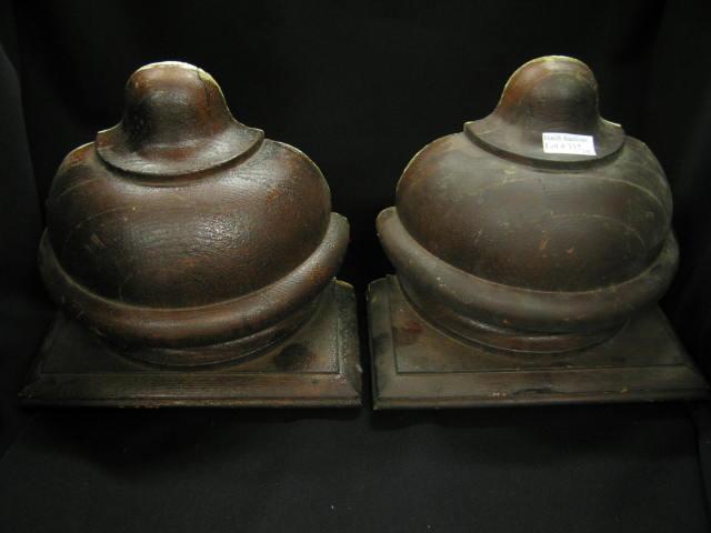 Appraisal: Victorian Carved Wooden Bookends acorn style