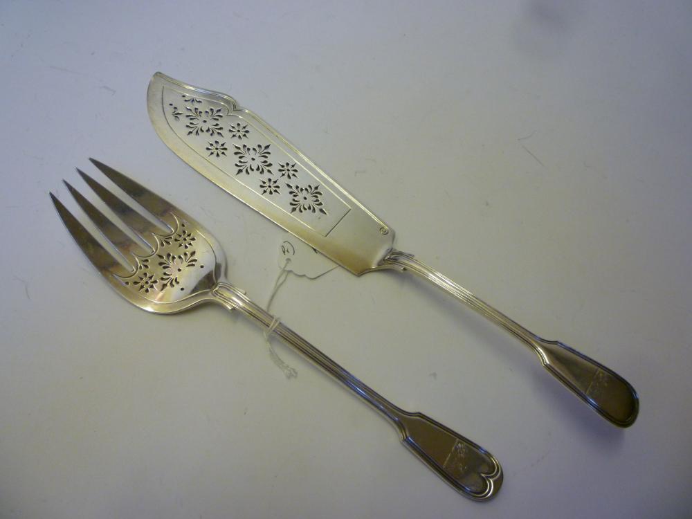 Appraisal: A PAIR OF LATE VICTORIAN FISH SERVERS maker J H