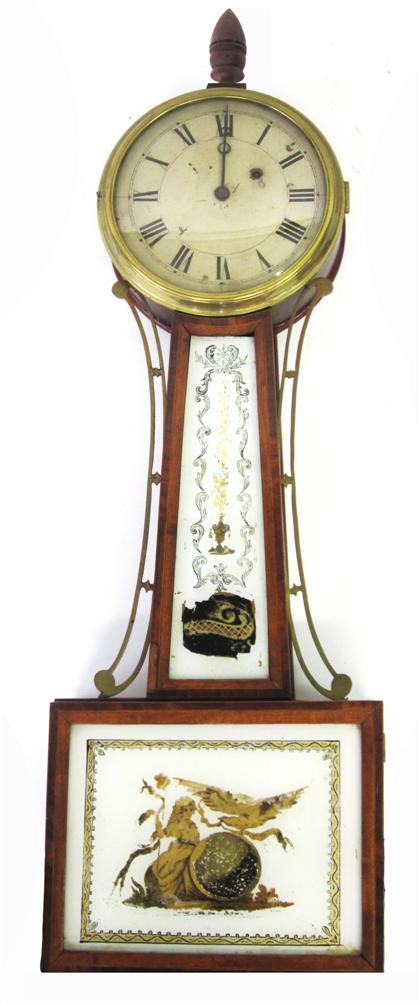 Appraisal: Mahogany inlaid banjo clock circa