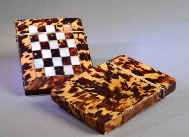 Appraisal: Veneered Tortoise Shell Card CasesOne with mother of pearl inlay