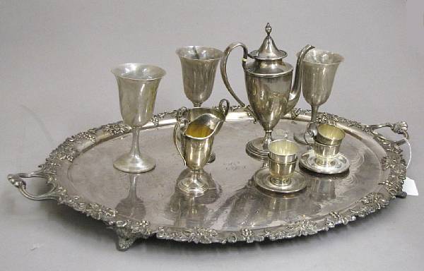 Appraisal: A group of sterling and plated items Comprising sterling set