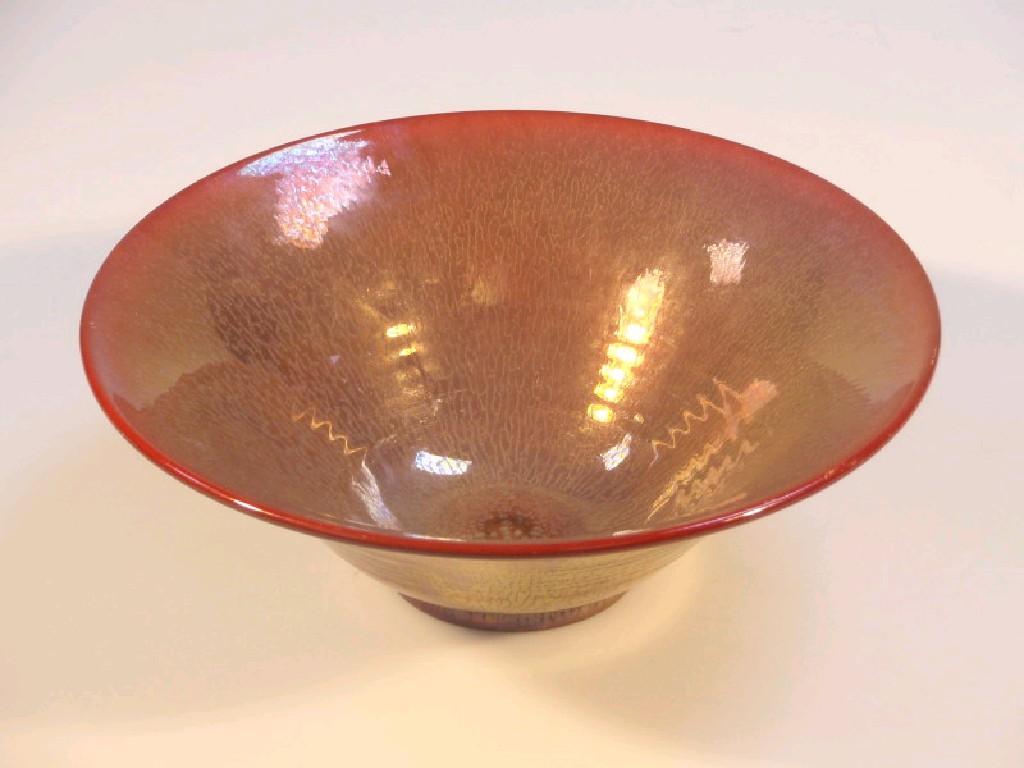 Appraisal: A Pilkingtons Royal Lancastrian lustre funnel shape bowl with lightly