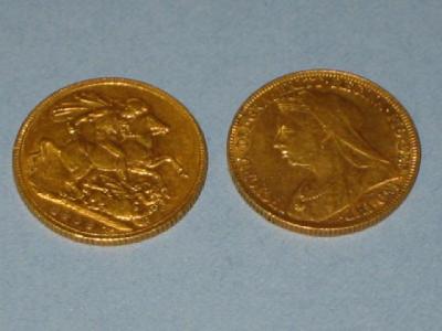 Appraisal: A VICTORIAN GOLD SOVEREIGN dated and another dated