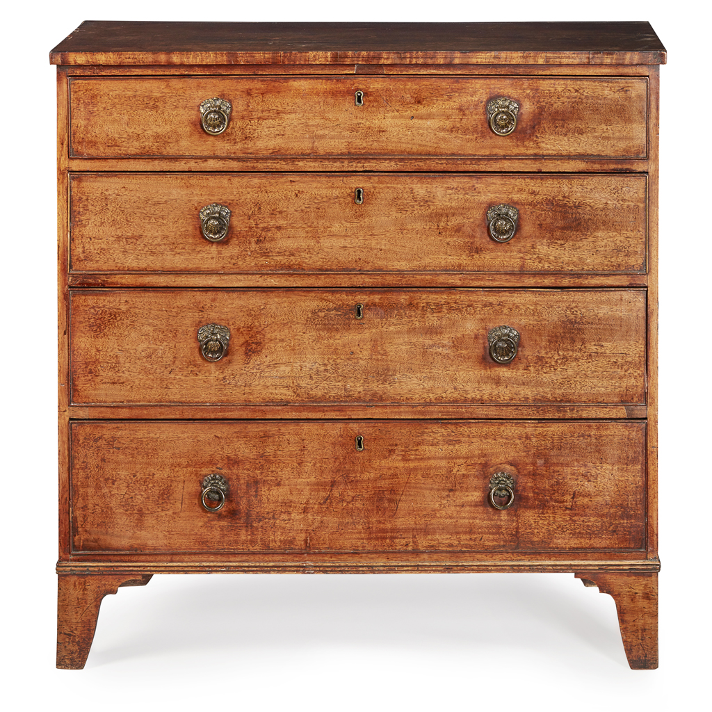 Appraisal: REGENCY MAHOGANY CHEST OF DRAWERS EARLY TH CENTURY the rectangular