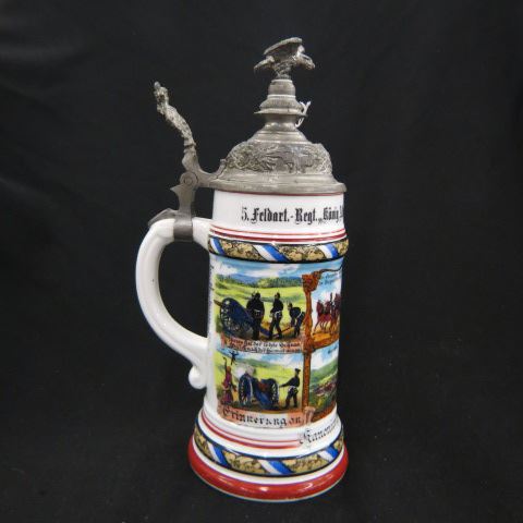 Appraisal: German Regimental Lithopane Porcelain Stein royality in base roster on