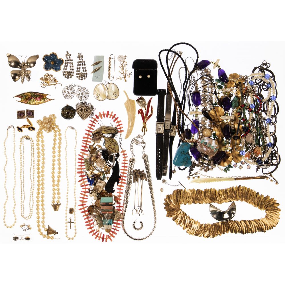 Appraisal: GOLD SIGNED AND COSTUME JEWELRY ASSORTMENTIncluding strands of pearls marked