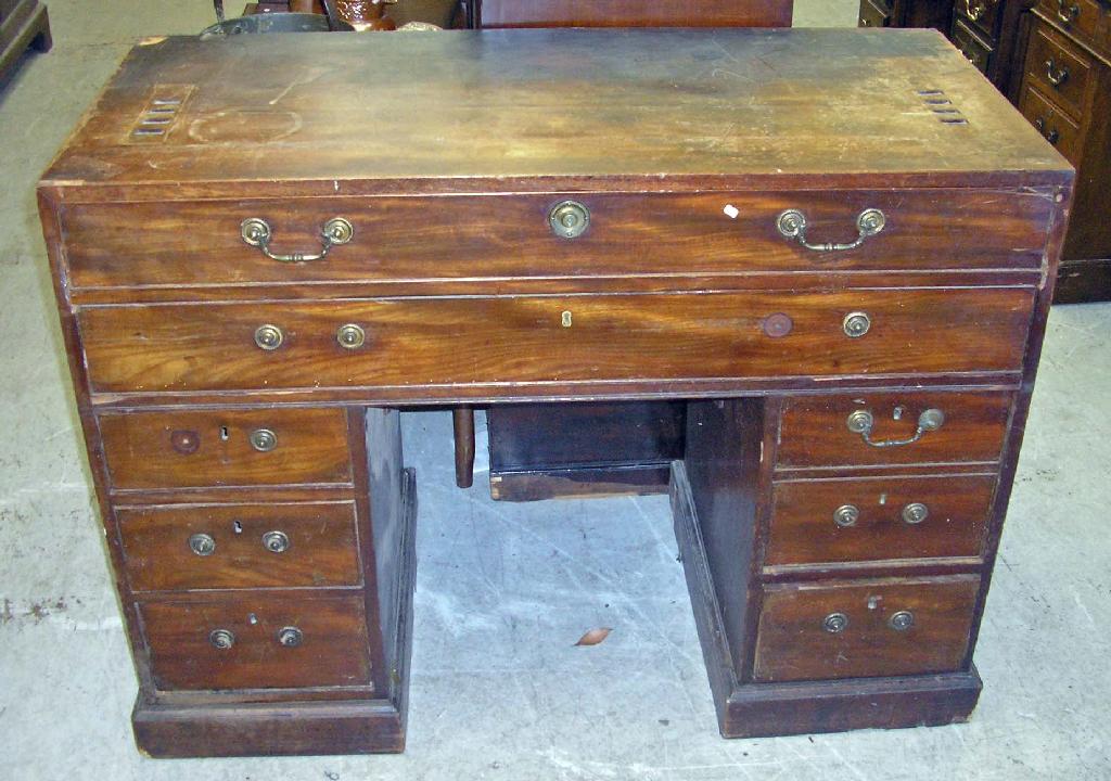 Appraisal: A George III mahogany pedestal architect's desk -