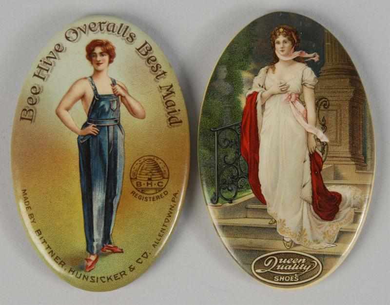 Appraisal: Lot of Advertising Pocket Mirrors Description Includes Bee Hive Overalls