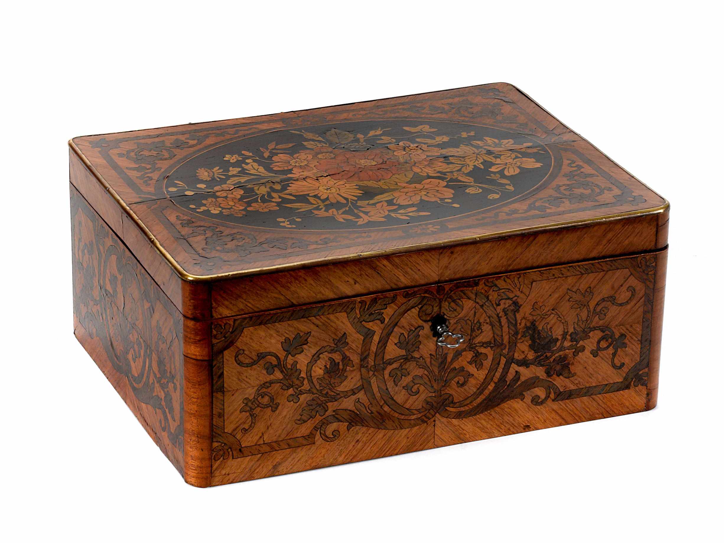 Appraisal: Property of various owners A French marquetry inlaid kingwood box