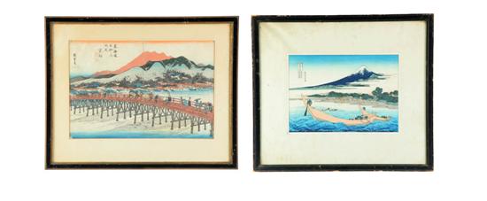 Appraisal: TWO WOODBLOCK PRINTS Japan late th-early th century The older