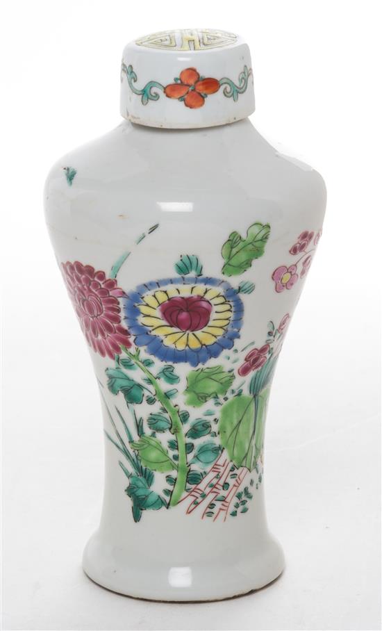 Appraisal: Sale Lot A Famille Rose Porcelain Jar and Cover depicting