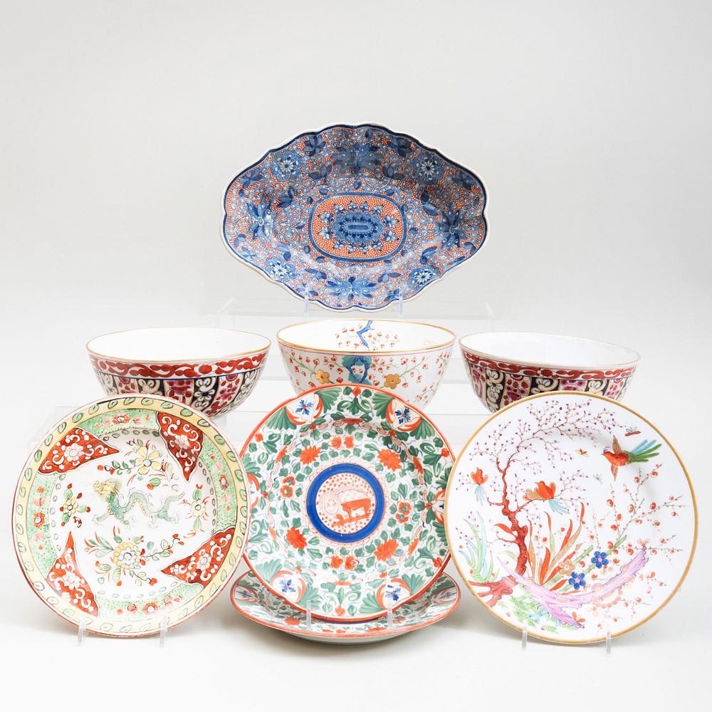 Appraisal: Group of English Porcelain Decorated in Red and Blue Patterns