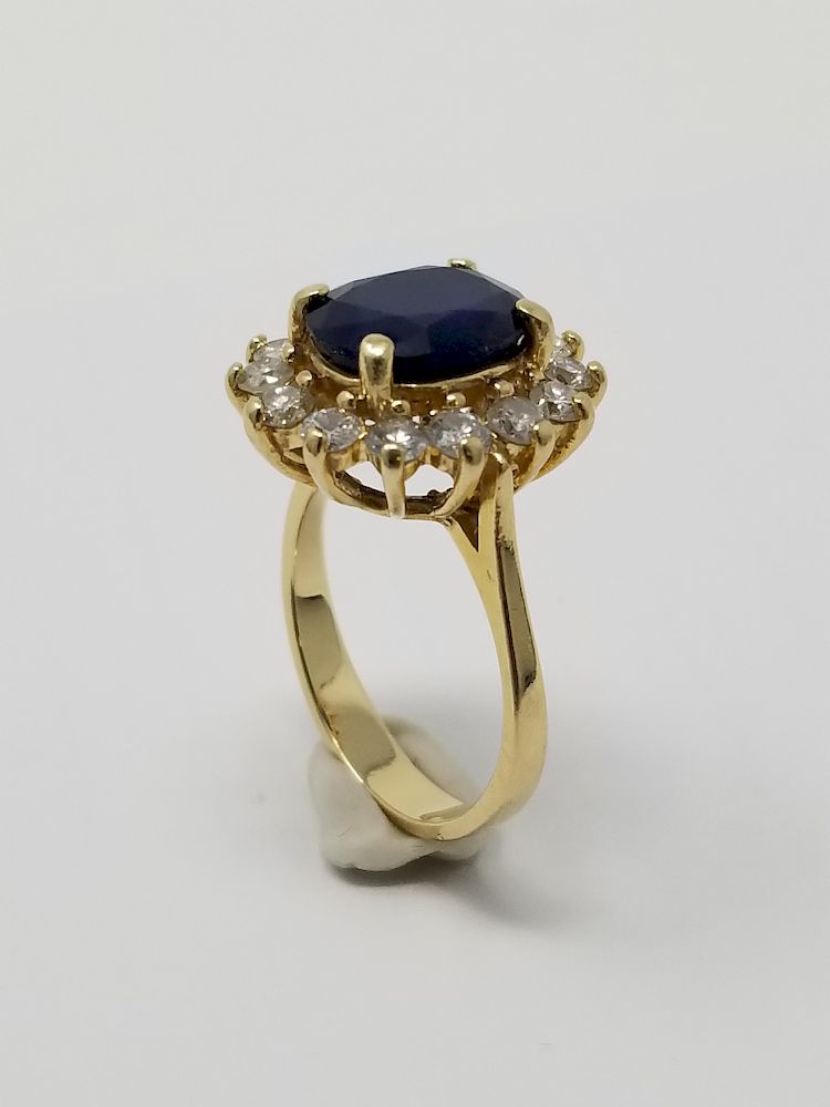 Appraisal: K Gold Ring w Diamonds Sapphire by BH K Yellow