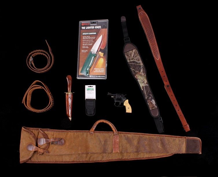 Appraisal: Miscellaneous Firearm and Accessories Collection This lot contains one canvas