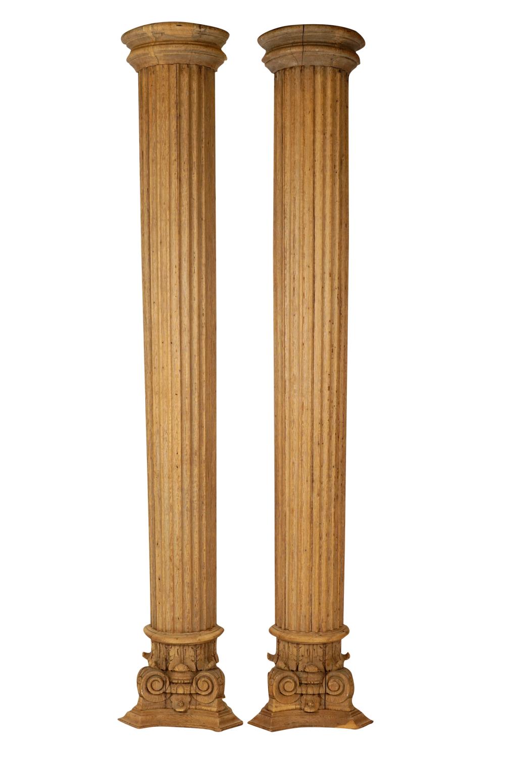 Appraisal: PAIR OF CONTINENTAL CARVED OAK COLUMNSCondition with separation to wood