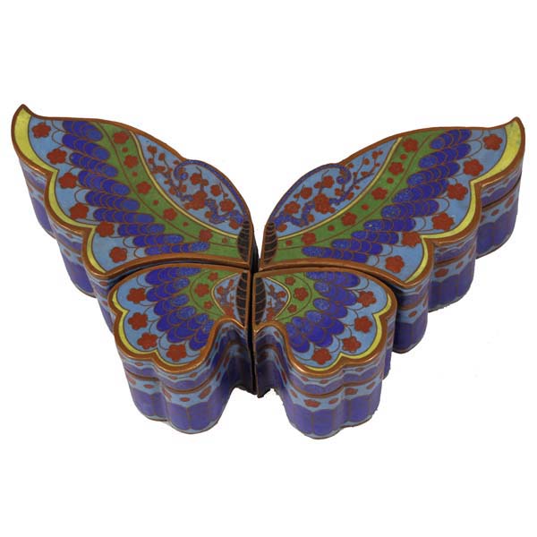 Appraisal: Cloisonne boxes which fit together to form butterfly in four