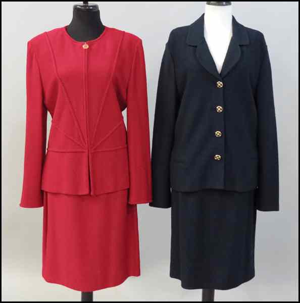 Appraisal: TWO ST JOHN KNIT SKIRT SUITS Sizes - Condition No