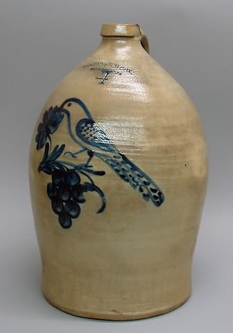 Appraisal: COWDEN WILCOX HARRISBURG PA gallon size with cobalt blue peacock