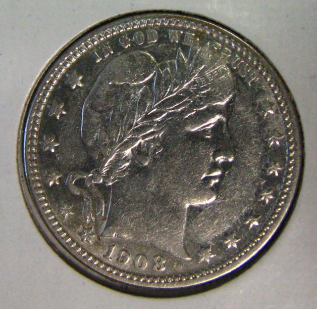 Appraisal: -D Barber Quarter almost uncirculated white and sharp