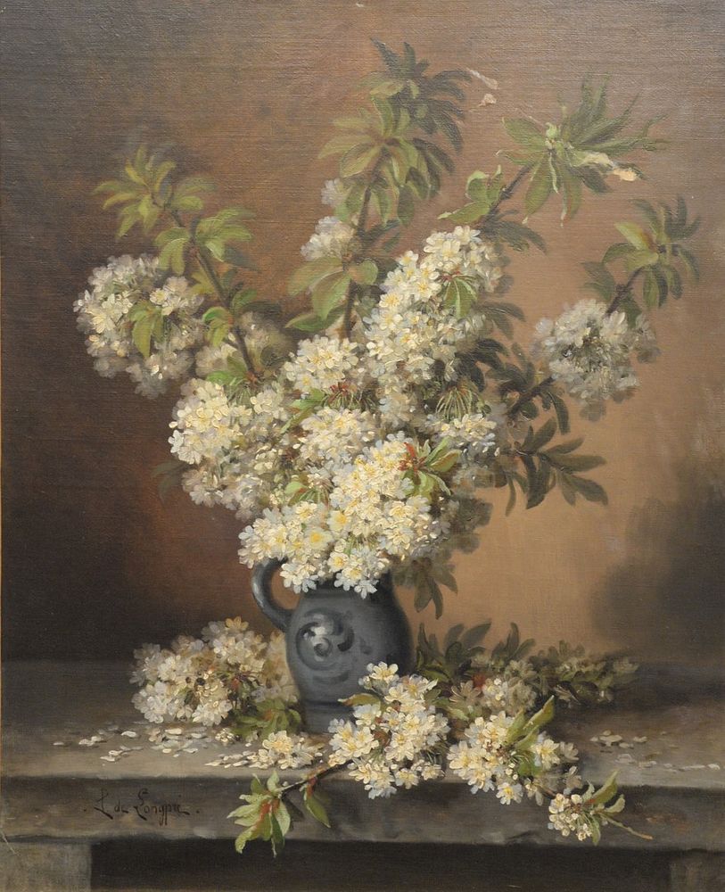 Appraisal: Paul De Longpre - Still Life of Flowers in Pitcher