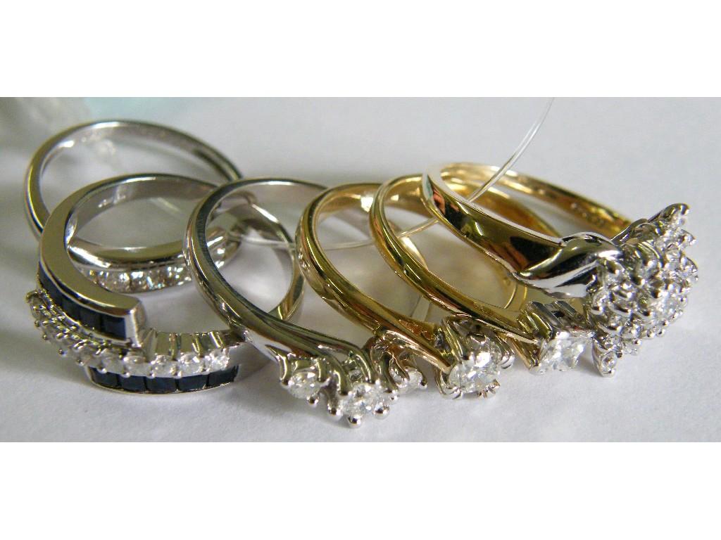 Appraisal: Six assorted ct diamond rings gm